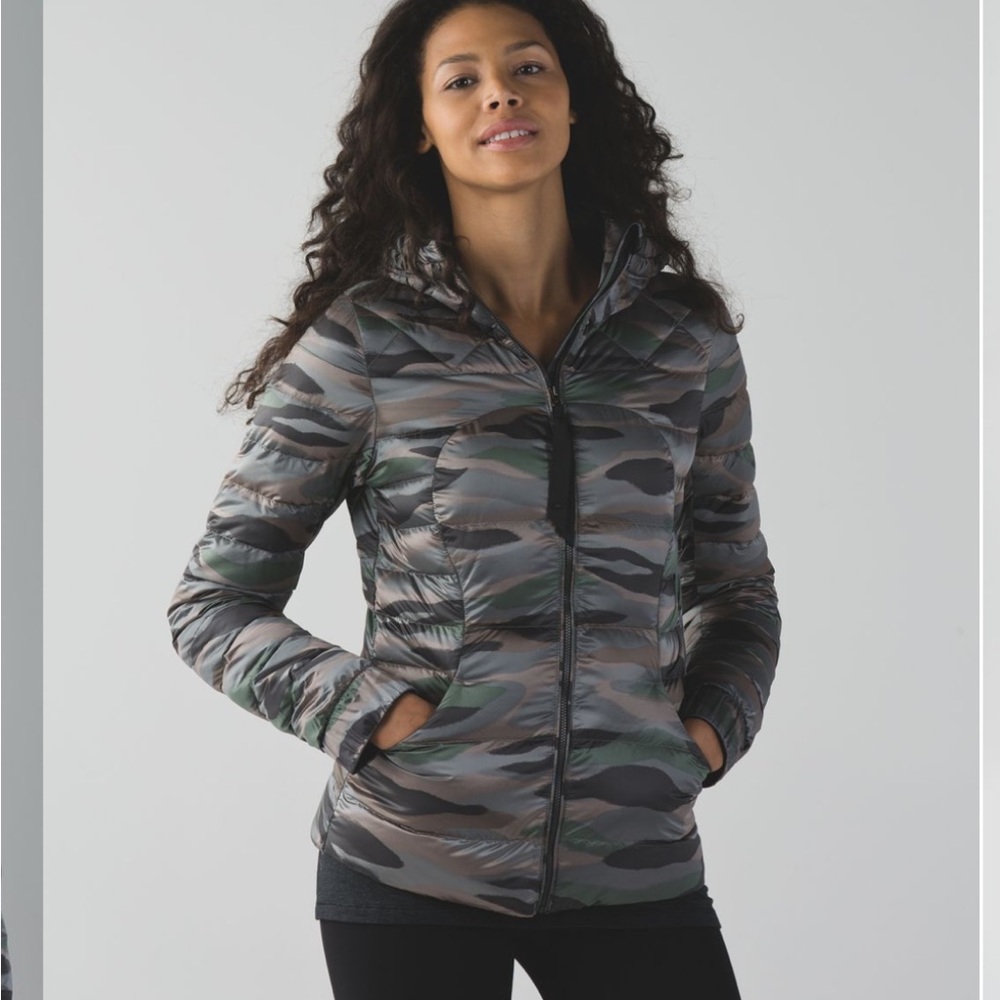 Lululemon Fluffin Awesome Coast Camo Butter Pink Down Jacket Size 8 - Picture 2 of 13
